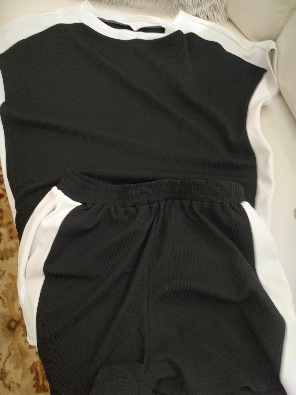 Women's Black & White Two-Tone Knit Jumpsuit